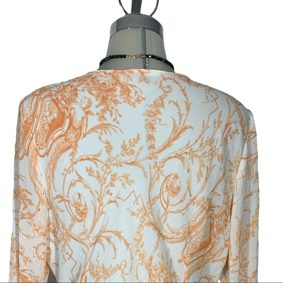 Gorgeous Elegant Orange and White 3/4 bell Sleeves Size XL - Picture 3 of 12
